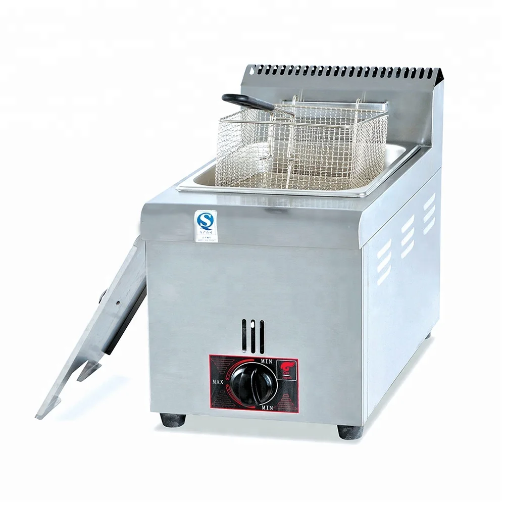 GF-72 CE Approved Stainless Steel Industrial Deep Fryer 12 L Commercial Chicken Fried Machine Potato Chips LPG Natural Gas Fryer