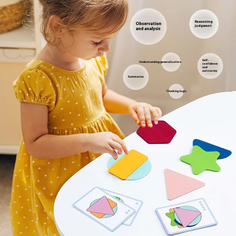 Montessori Logik-Training Entwicklungs-Spielzeug Frühkindliche Bildung Aktivitäts-Spiel aus Holz Stapel-Puzzle für unterwegs für Kinder