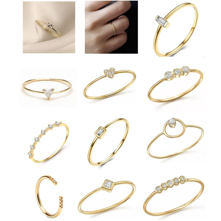 Daochong Custom Exquisite Gold Zircon Stacking Rings Jewelry 925 Silver Women Girls Delicate Ring