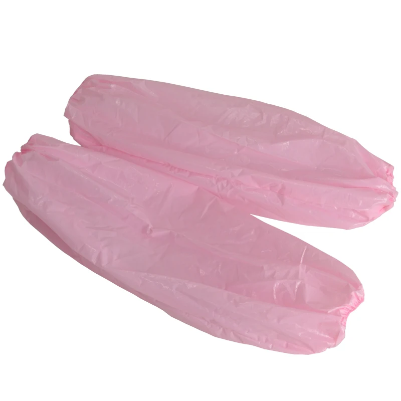 Водонепроницаемая пластиковая нарукавная крышка с эластичными манжетами Одноразовые Нарукавники розовые