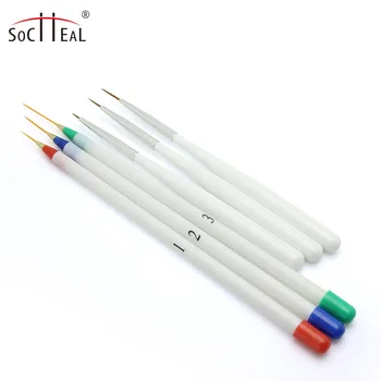 Professional Eco-friendly Nail Art Brush Set with Liner Tips Nylon Bristles 6 Pack for Nail Design Supplies