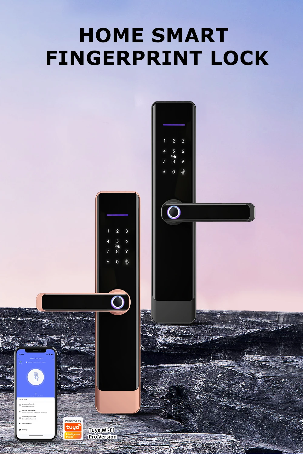 2023 biometric waterproof home main gate digital tuya electric smart door lock wifi