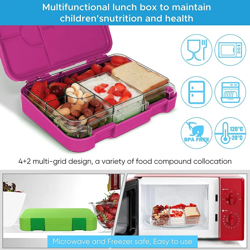 Leakproof Lunch Box Custom logo Bpa Free 4 Compartment Tritan Kids Bento Lunch Box