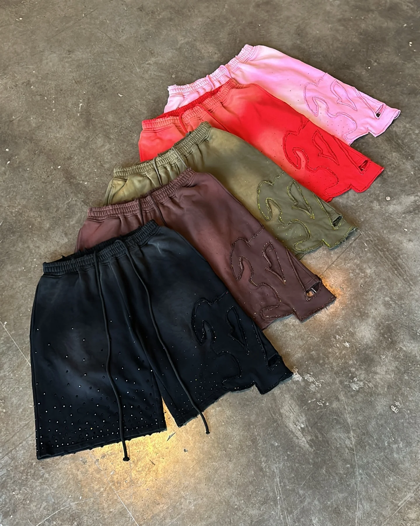 Custom Jogger Sweat Shorts De Hombre Cotton Baggy Sun Faded Blank Rhinestone Embroidery Distressed Vintage Acid Wash Shorts Men