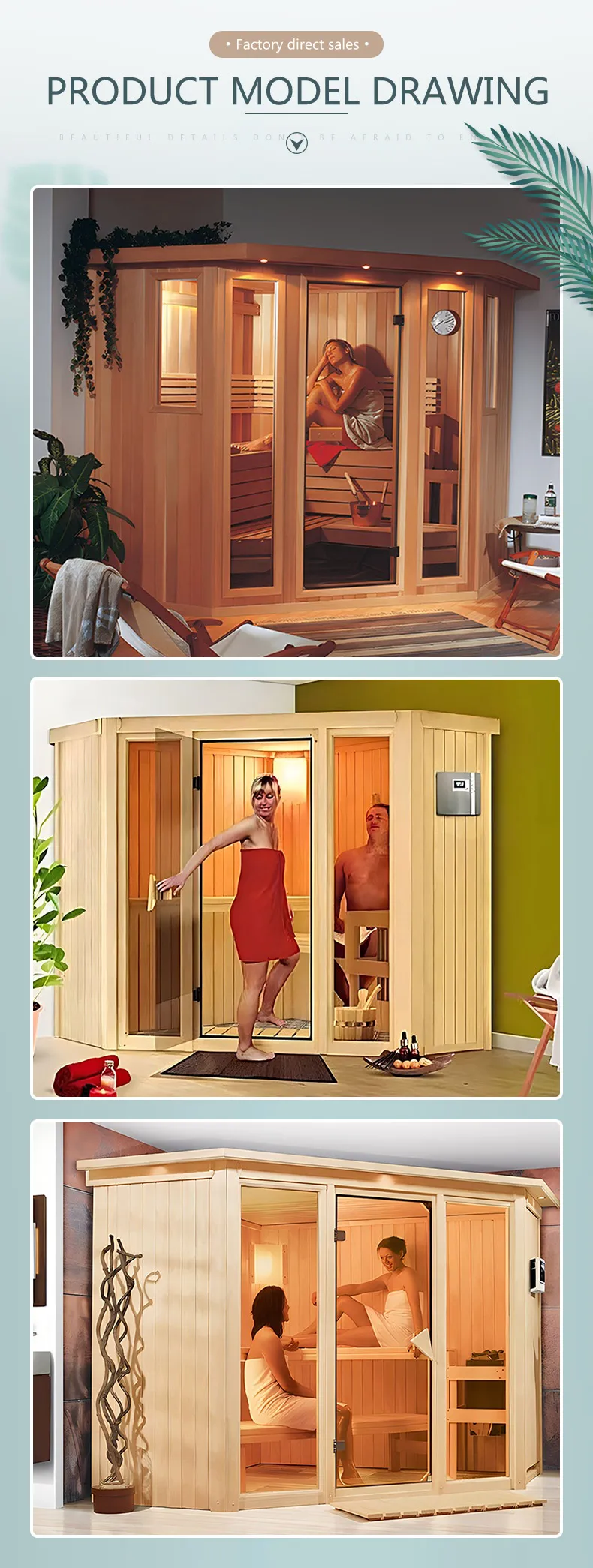 Healthy Star Canadian Red Cedar Wooden Infrared Steam Indoor Sauna Room