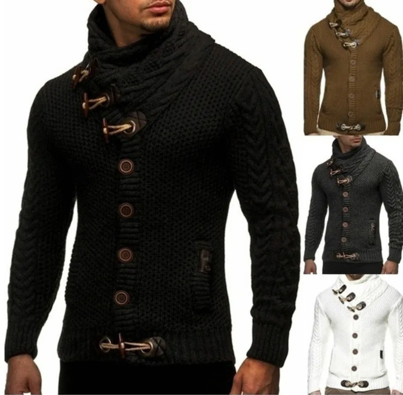 2019 hot sale product Men's Thick Coat Turtleneck Pullover Sweater Cardigan Male Wear cotton Sweater