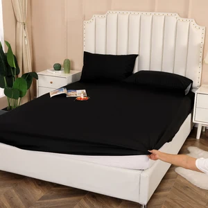Custom 100% Polyester Black Microfiber Waterproof Flat Sheet Fitted Sheet With Pillowcase for Home