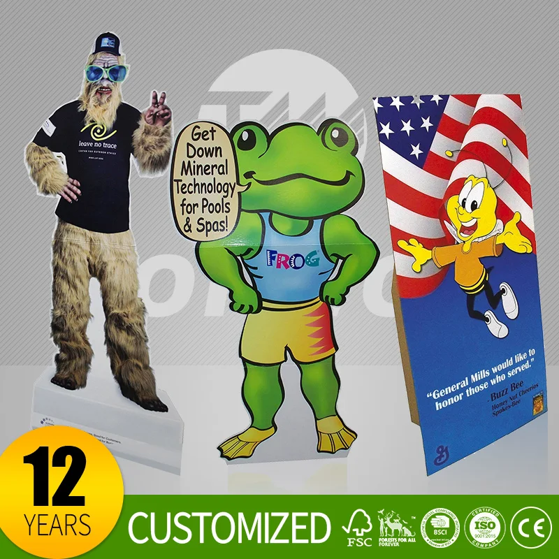 Topwon Custom Cardboard 3 Sides Triangle Floor Advertising Standee Display Pop up Display Stands Banner