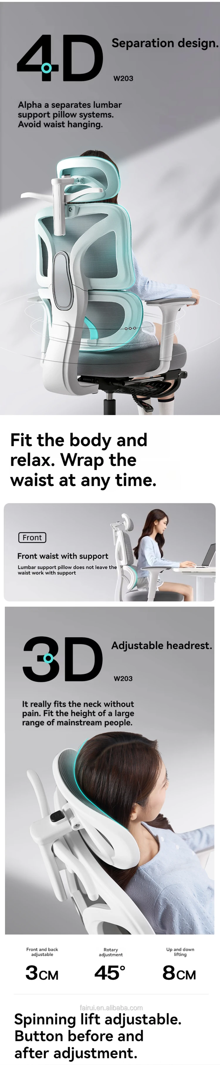 office chair with adjustable lumbar support and headrest ergonomic office chair