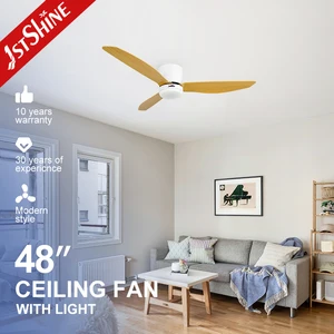 1stshine LED Ceiling Fan OEM Plastic Baldes 6 Speeds Remote Low Profile Ceiling Mounted Fan Light