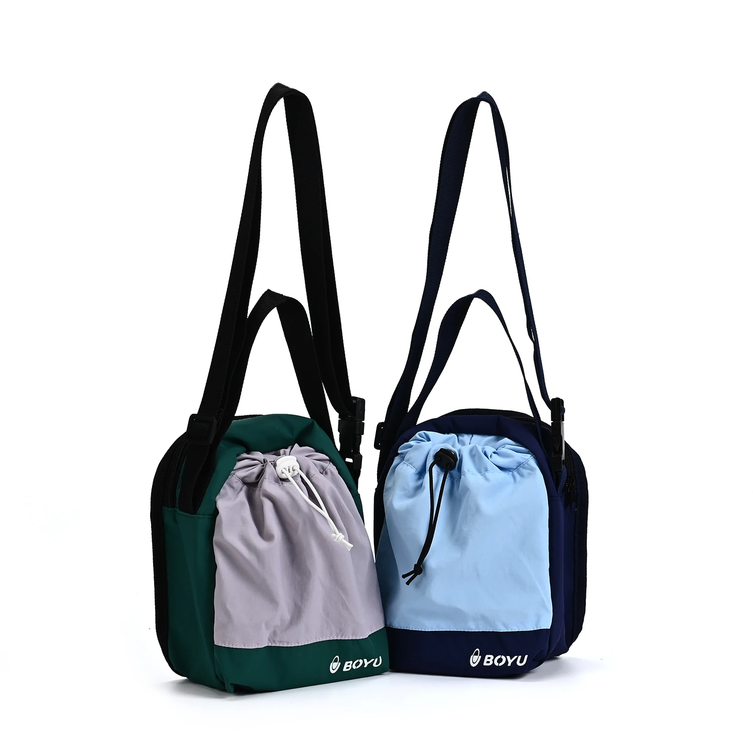 Custom LOGO Drawstring Portable Crossbody Bag for Outdoor Nylon Hand Bags Ladies Fashion Shopping Bags manufacture