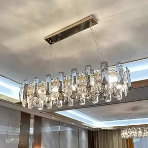Trending Modern Decorative Luxury Rectangular Wedding Hall Rectangle Lustre Ceiling K9 Crystal Chandelier
