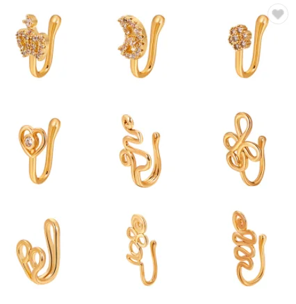 18k Gold Amazon Nose Pin Gold 20GA 18K Gold Sterling Silver Bendable Nose Hoop Rings