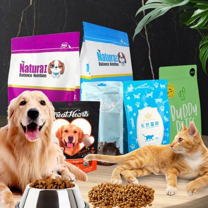 Dog Food Bag Supplier Oem Custom Logo Plastic Flat Bottom Side Gusset