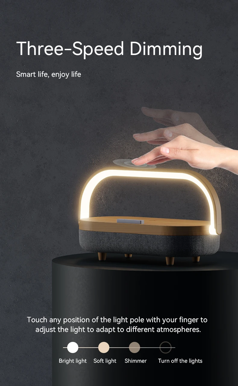 Best Sellers New Portable Wireless Rpeaker LED Desk Bedside Lamp With Wireless Charger Rechargeable Phone Holder Outdoor Speaker