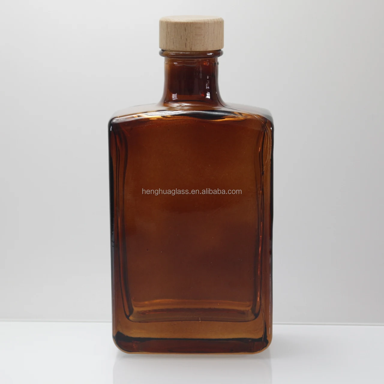 吹きガラス　リキュールボトル クリアフラットフラスコリキュールボトルスクエア350ml
