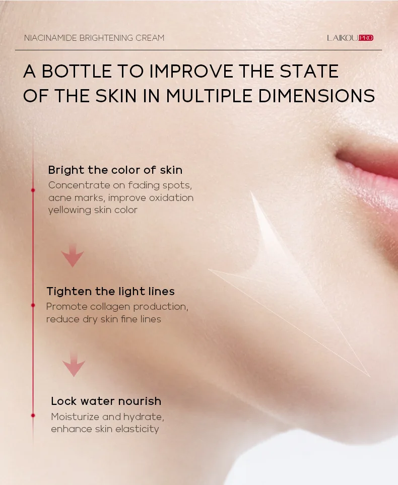 LAIKOU Skin Care Moisturizing Nourishing Firming Niacinamide Whitening Brightening Face Cream 30g