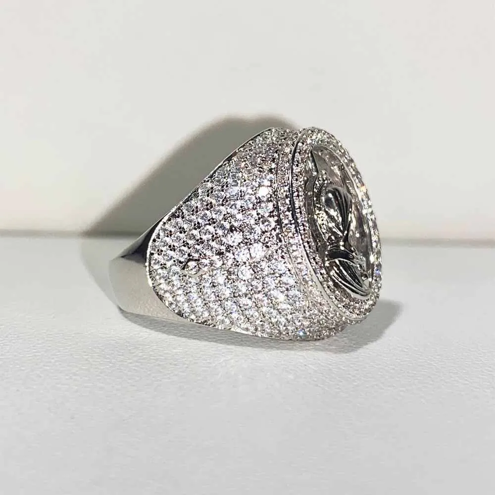 Jewelry 2022 New Design Luxury Fashion Jesus Hip Hop 18k Gold Plated Diamond Ring