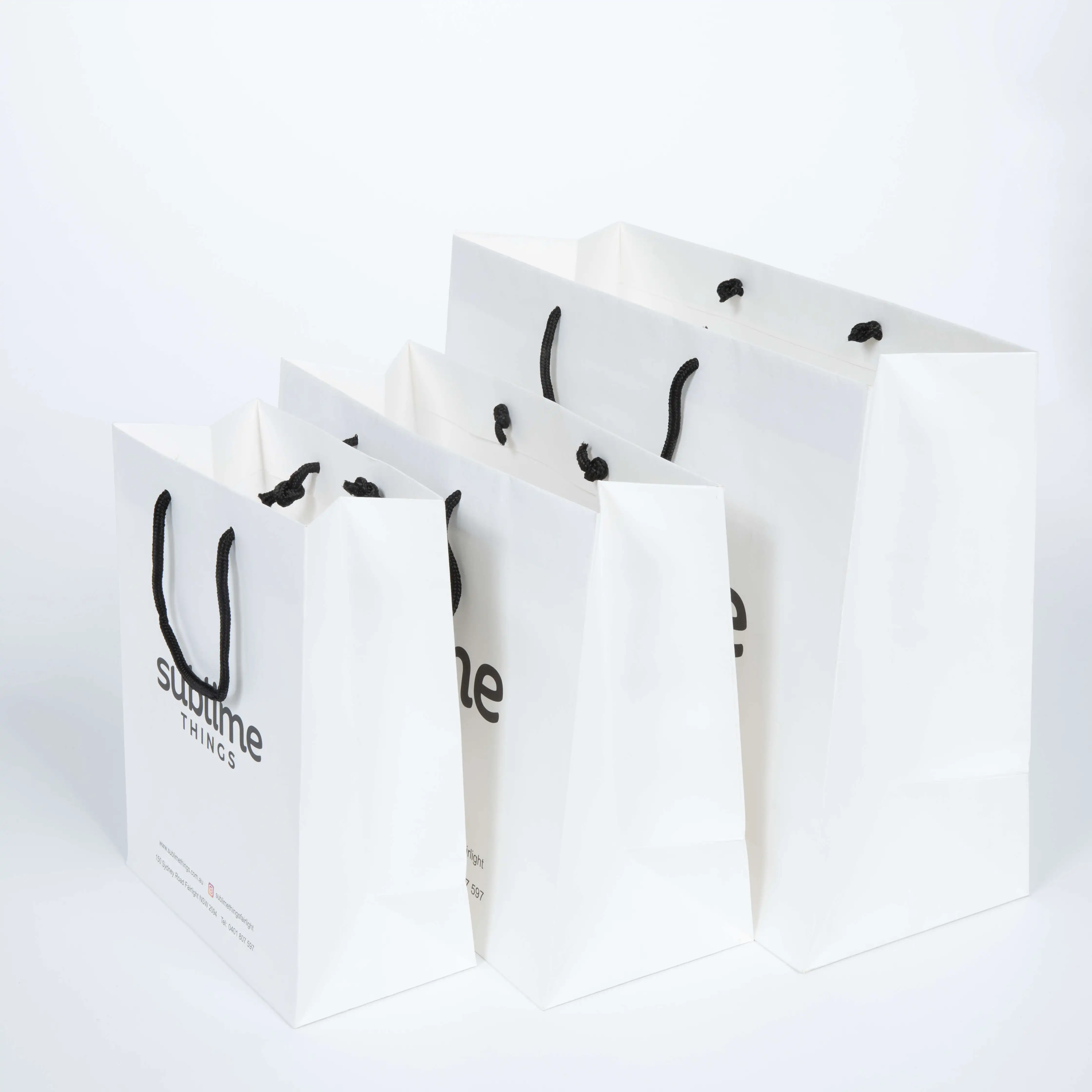 Custom Mini White Paper Bags  Logo Imprinted White Paper Bags