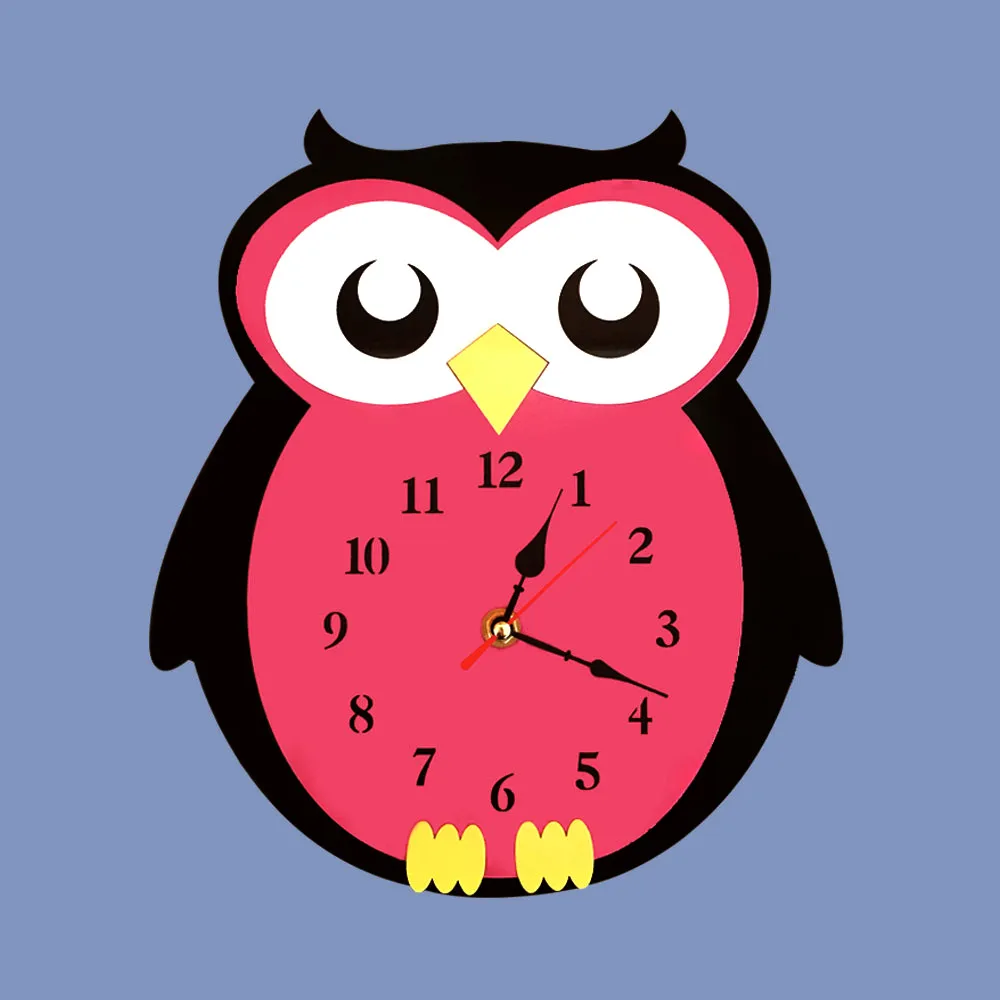 Creative Clock 3d Cartoon Owl Acrylic Wall Clock Kids Room Wall Decor - Buy Cartoon  Wall Clock,Animal Wall Clock Product on 