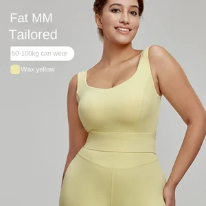 Beautiful Back Pilates Slimming Top for Plus-Size Women Large Chest Pad Cover Breathable Sports Bra for Gym Use Printed Pattern