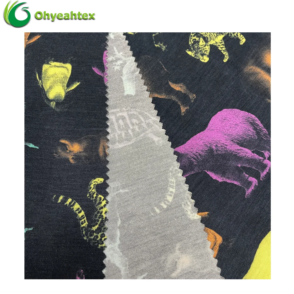Высокое качество 220GSM цифровая печать ВИСКОЗА 95 модал 5 спандекс Джерси ткань для нижнего
