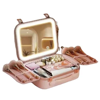 2024 smart LED mirror Vanity Storage Makeup Case Professional PC Travel cosmetic organizer  New Cosmetic Bags & Cases Cover