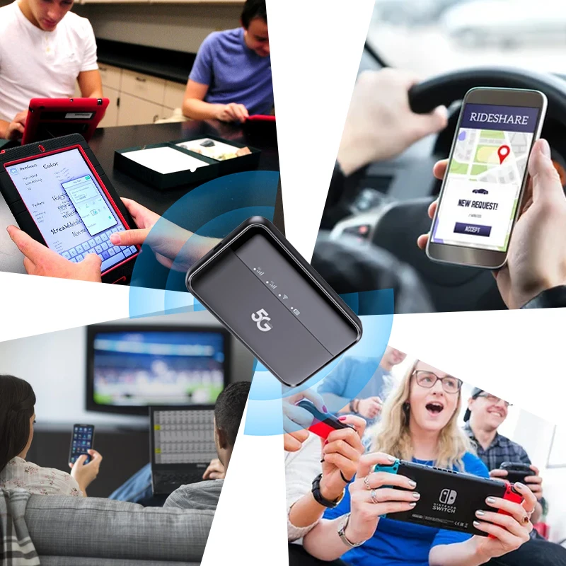 5G Mobile Hotspot, 2.4GHz / 5.8GHz Portable WiFi Hotspot For Travel, Pocket Hotspot Router With SIM Card Slot, Supports 16 Users, 7100mAh Battery For Travel Business (Black