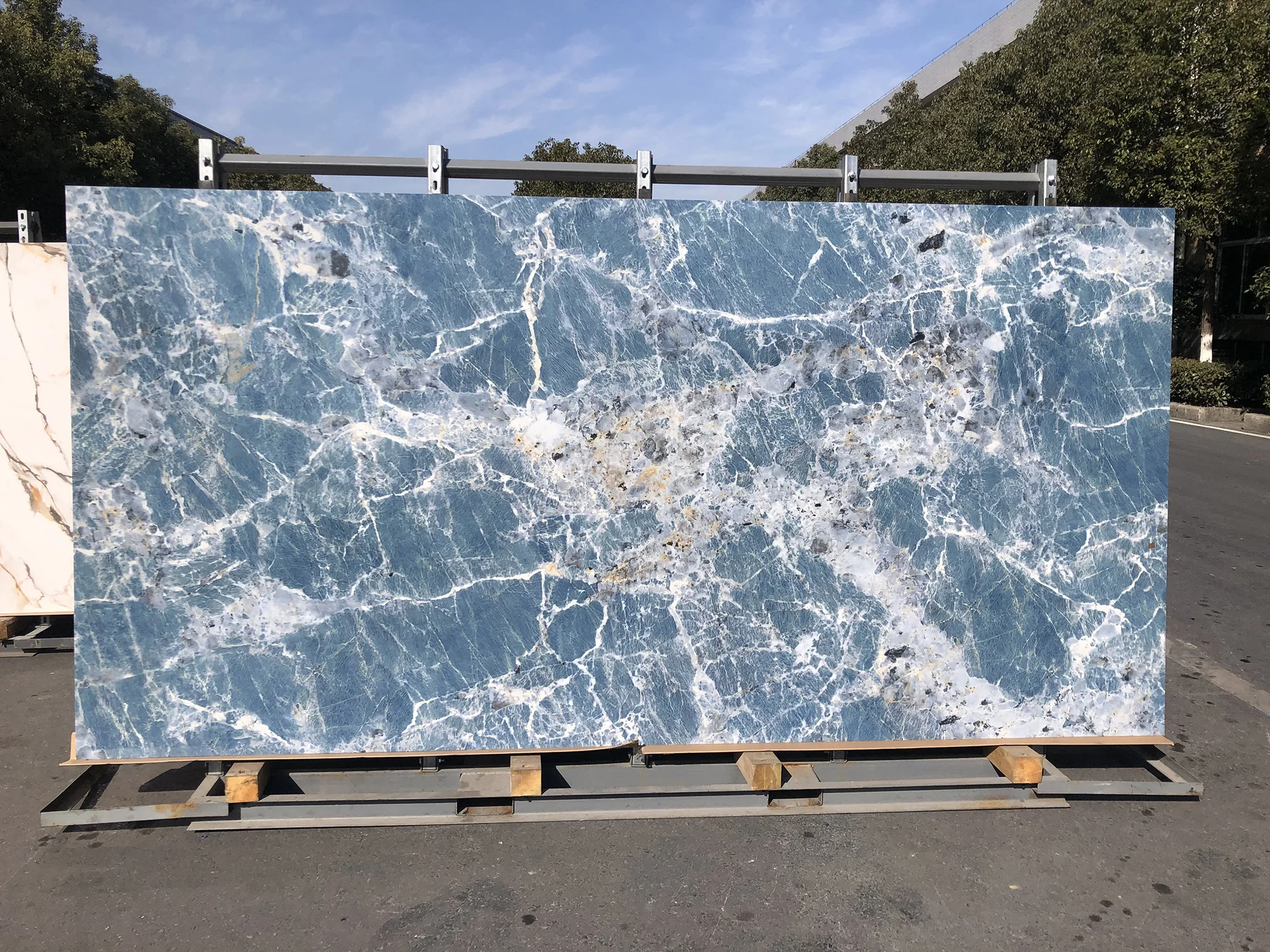 Amazon Look Slab Tile Porcelain Tiles Blue Polished Glazed Marble Natural Customized Artificial Wooden Crates Nice Good Hardness