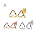 Rainbow Earrings Heart Earrings Earrings Slovehoony Rainbow Jewelry Micro Pave Earrings Rainbow Heart Letter A Earrings