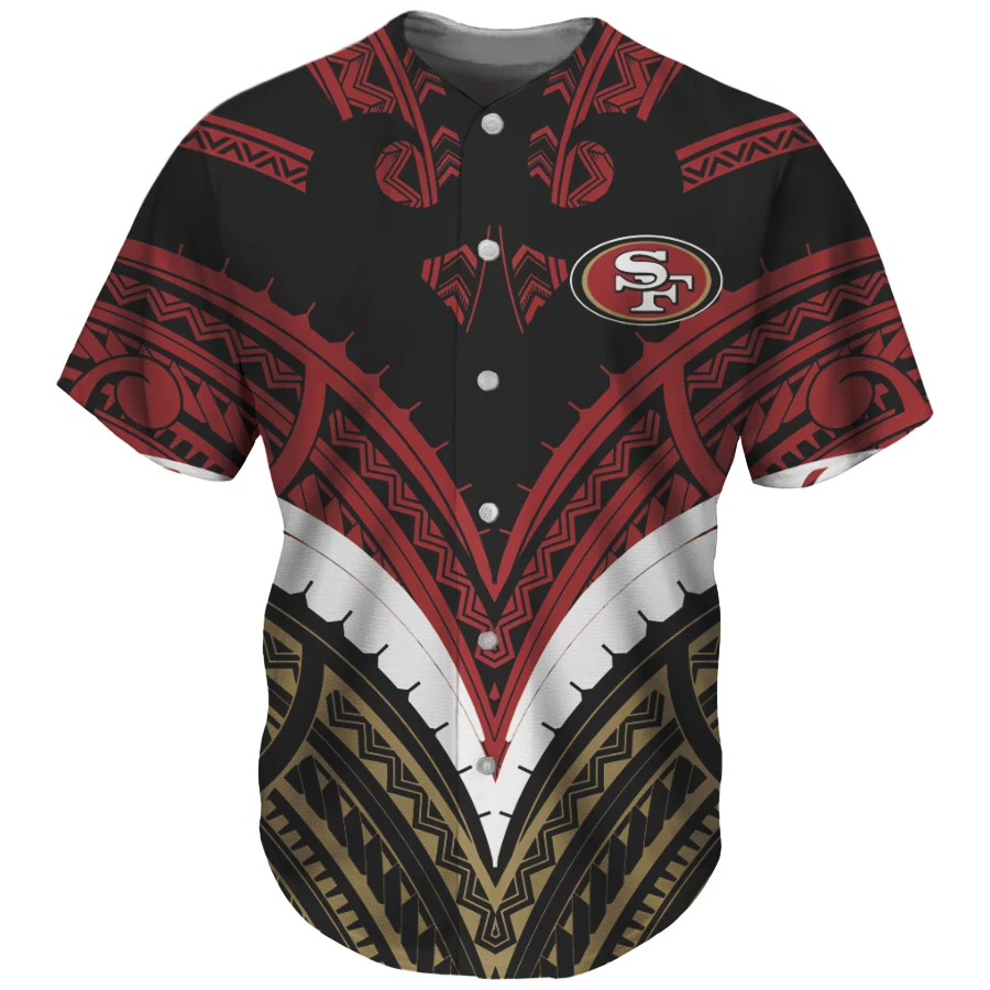 Wholesale Promotional Baseball Uniform Polynesian Tribal Red