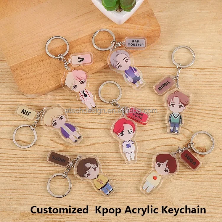 Custom Acrylic Keychain Eco-friendly Cheap Price Hologram Made Acrylic Keychain Holographic Anime Glitter Acrylic Charm
