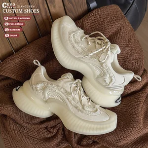 Designer Shoes 2026 Women Men Sneakers Custom logo Lace-up Stitching Casual Shoes Chunky Sneakers Walking Style Shoes