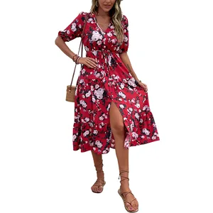 Top Quality Summer Colorful Party Summer Women's Long Maxi Women's High Flowering Dress