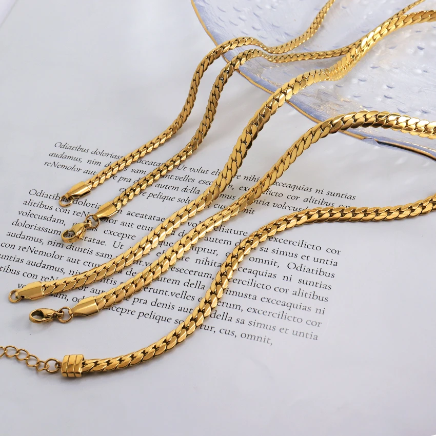 New Stylish Thick Herringbone Chain Necklace Bracelet Set 18k Gold ...