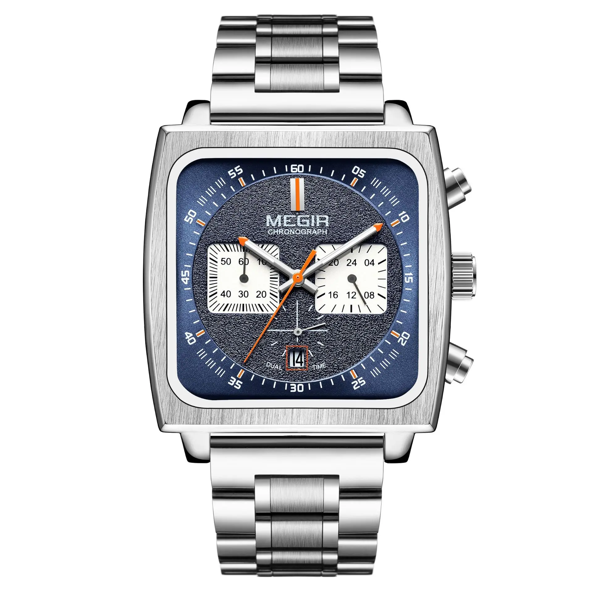 Acquista MEGIR Orologio da polso da uomo sportivo rettangolare da lavoro, analogico, al quarzo, luminoso, con cinturino in pelle ML2182G in Italia a partire da 30