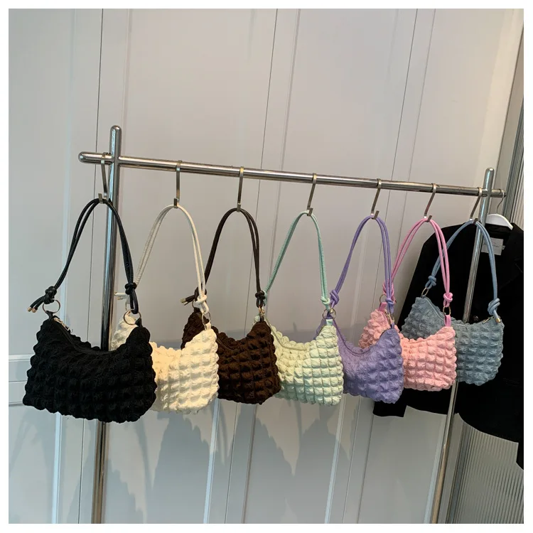 Wholesales Wrinkle Bubbles Cloud Simplicity Fashion Tote Bag Polyester Puffer Shoulder Ladies Handbag Women Cross Body Bag