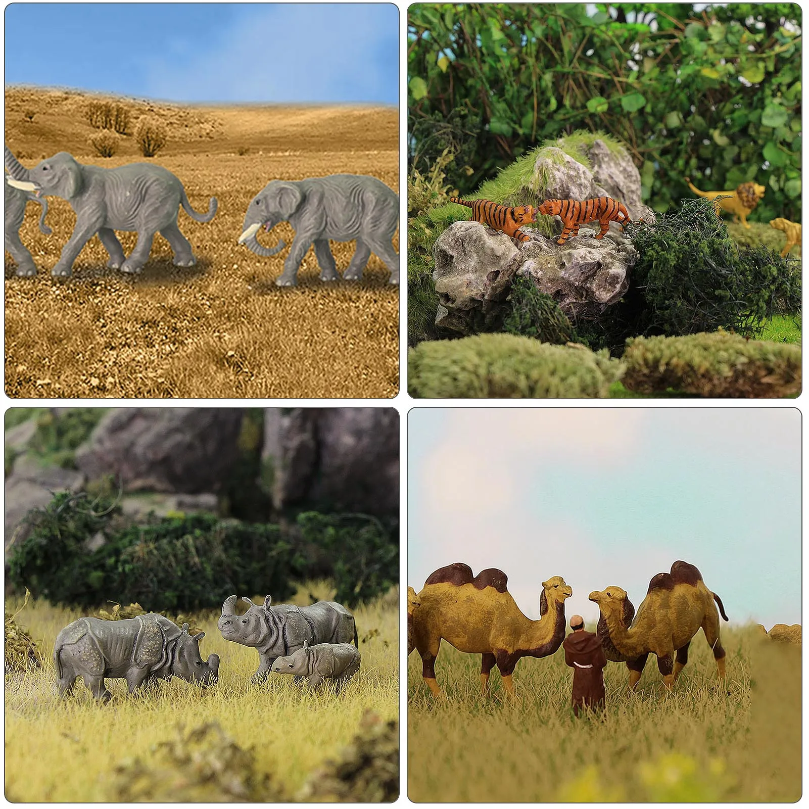 An8718 24pcs Model Train Ho Scale 187 Pvc Elephant Camel Giraffe Panda Model Wild Animals Buy