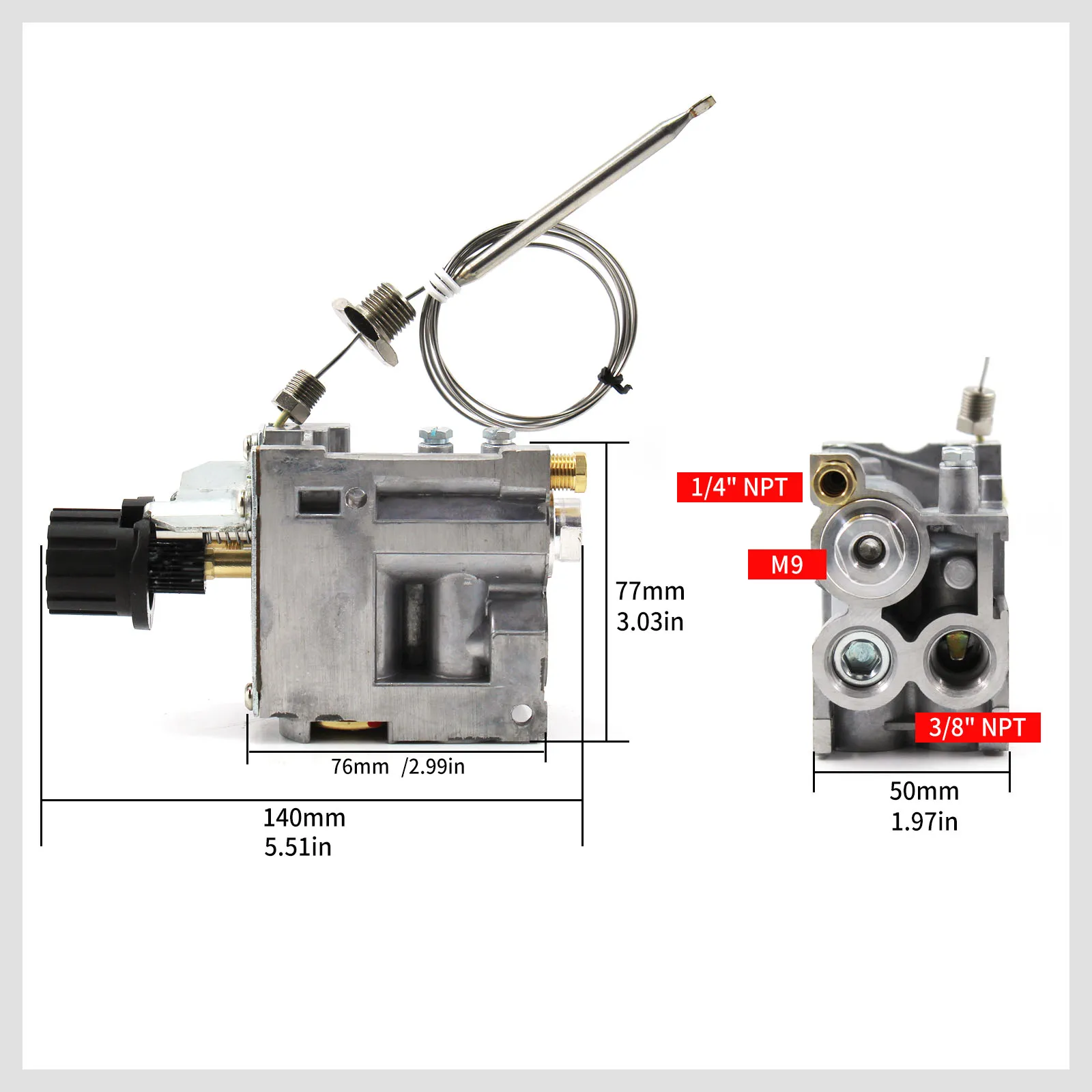 Eurosit Thermostat Valve 630 Gas Control Valve 110-190 Celsius for Gas Stove