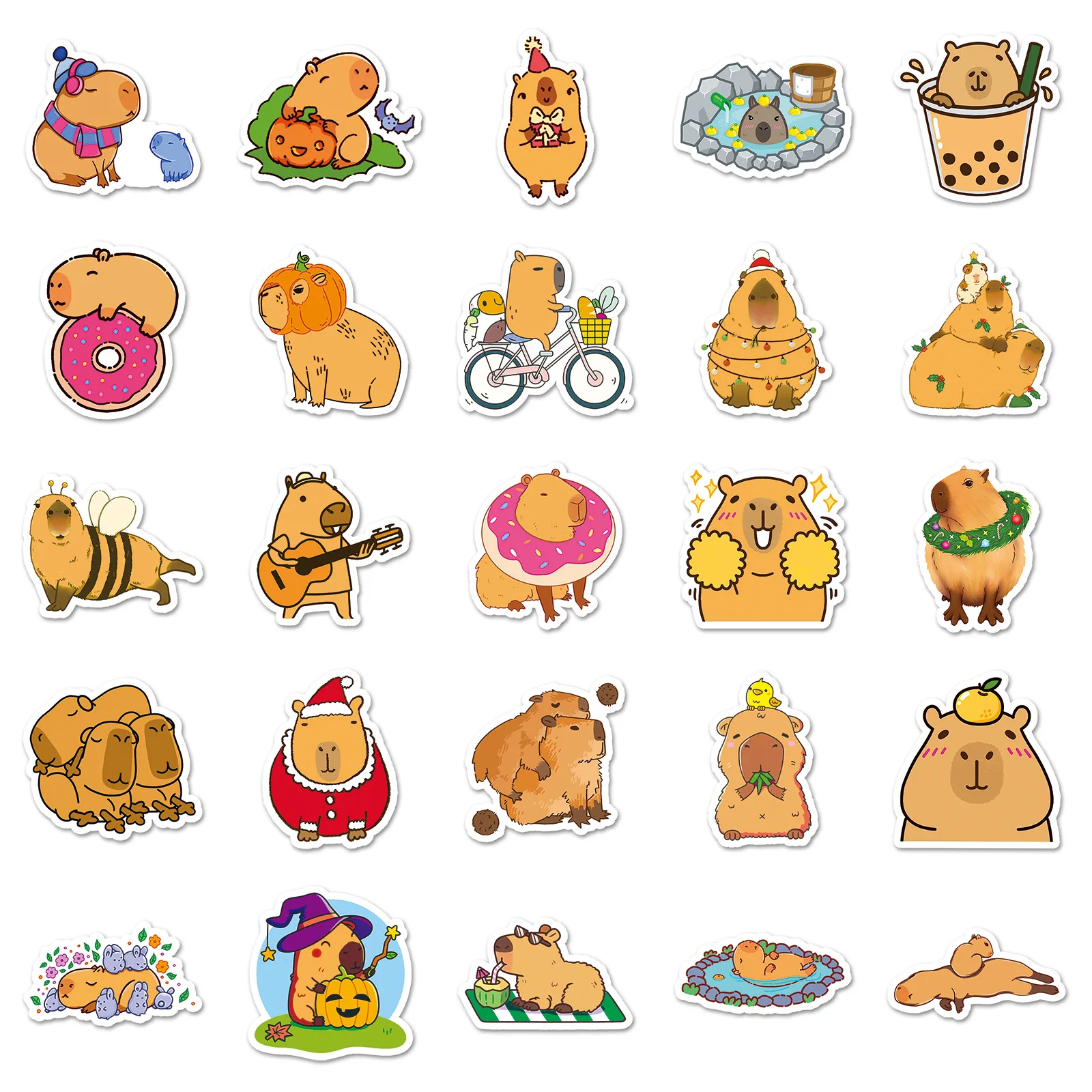 50PCS Factory Wholesale Decoration Cartoon Animal Sticker Cute Kawaii Capybara Stickers In Stock factory