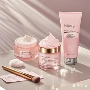 Factory High Quality Deep Cleansing Cleanser + Hydrating Cream Essence Cream With Brush Cherry Blossom Cleansing Skin Care Set