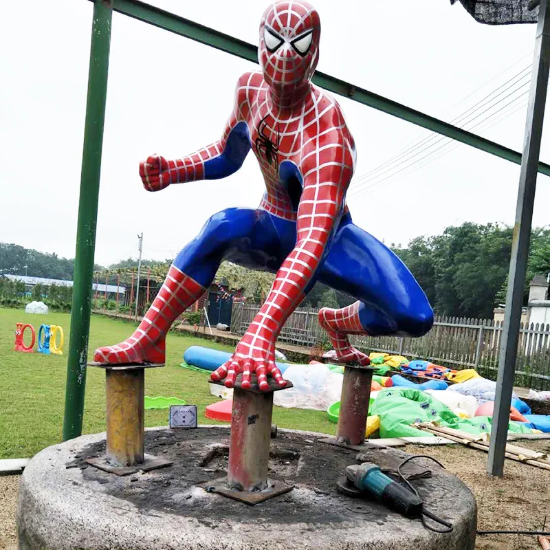 Life Size Resin Cartoon Movie Character Sculpture Fiberglass Spiderman