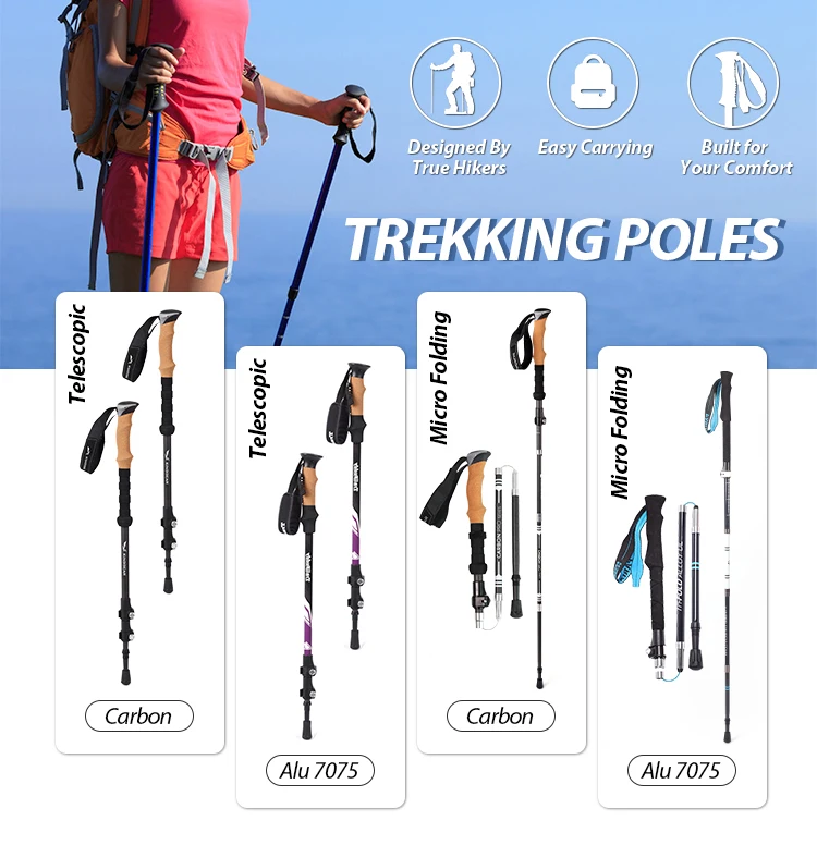 自定义北欧5节超轻3k碳纤维可折叠折叠徒步旅行登山杖手杖- Buy 定制 ...
