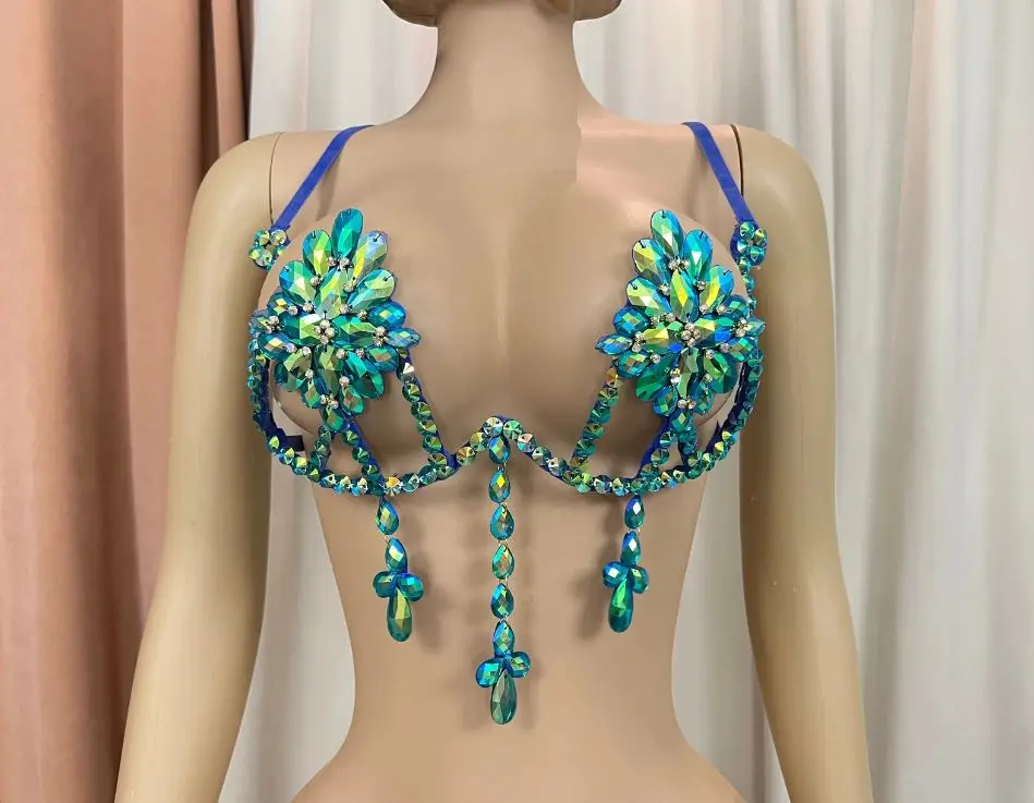 Ensemble Soutien-gorge Et Ceinture Perlé Violet – Tenue Carnaval Samba RAVE, Danse Du Ventre, Costume Fête – Taille Sur Mesure Possible
