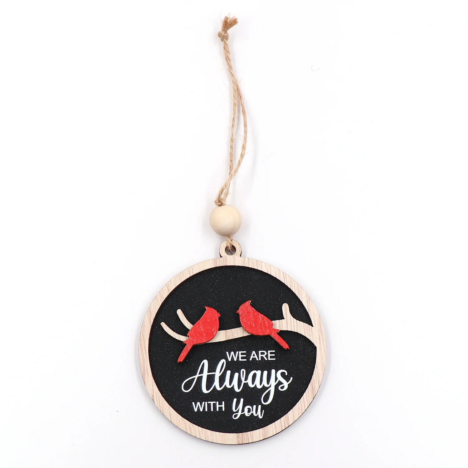 CHA245CH1396 1piece- We Always With You | Cardinal Memorial Christmas Tree Ornament Bauble W/strings beads 3inches Wide