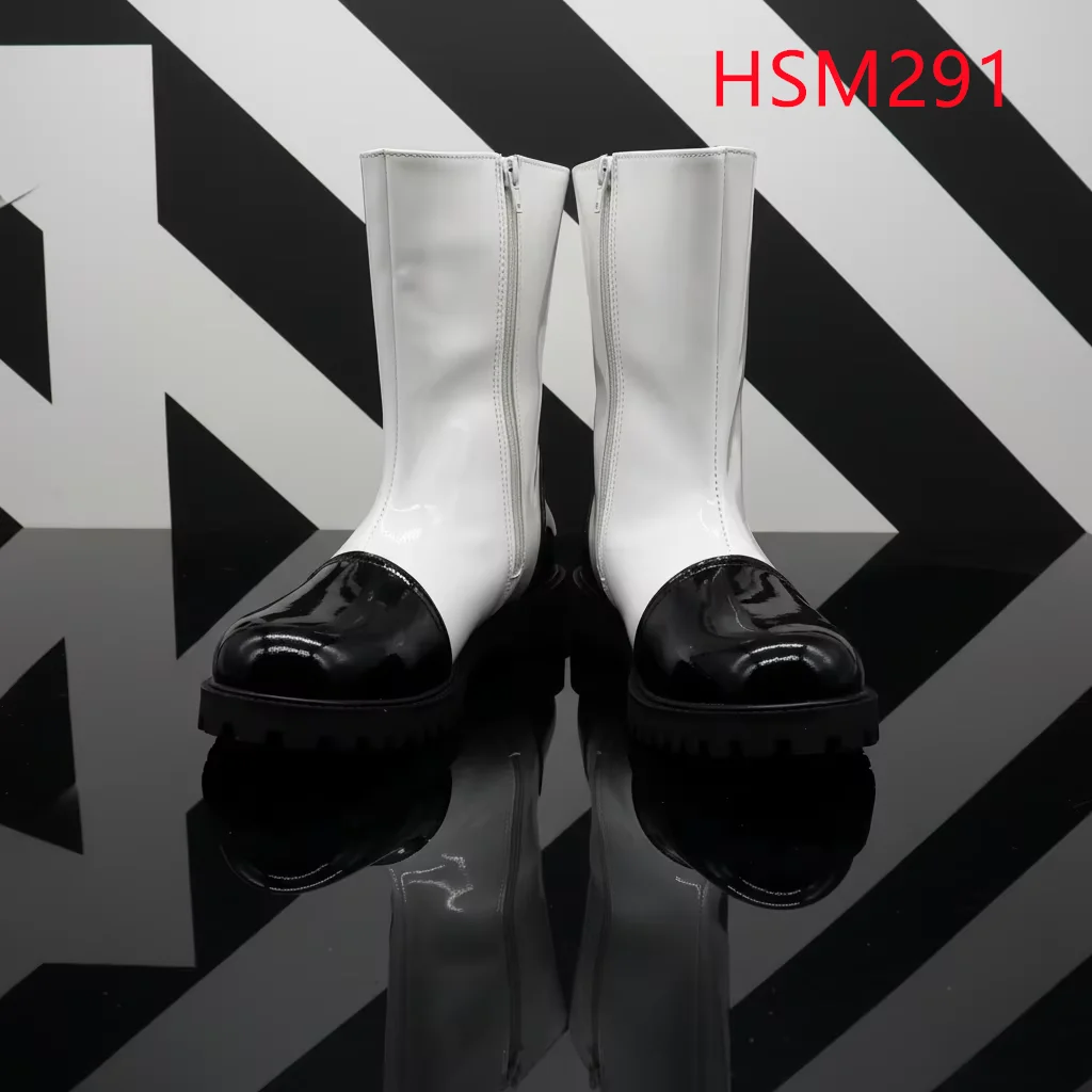 LXG,theatrical Performance Concealed Zipper Design Show Boots Qatar Market Popular Black&white Full Leather Stage Boots HSM291