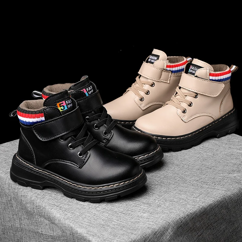 Новинка 2021, модная детская Водонепроницаемая зимняя обувь из искусственной кожи для девочек