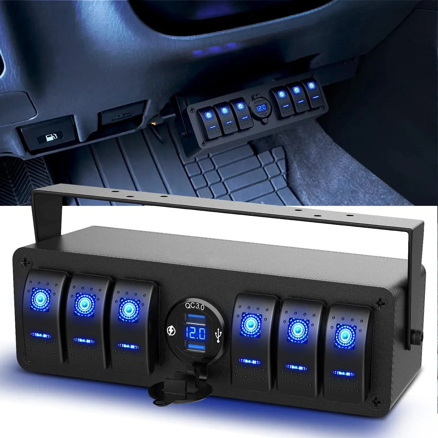 6 Gang Rocker Switch Panel Waterproof Racing Car Switch Panel Off Road Light Switch Panel With