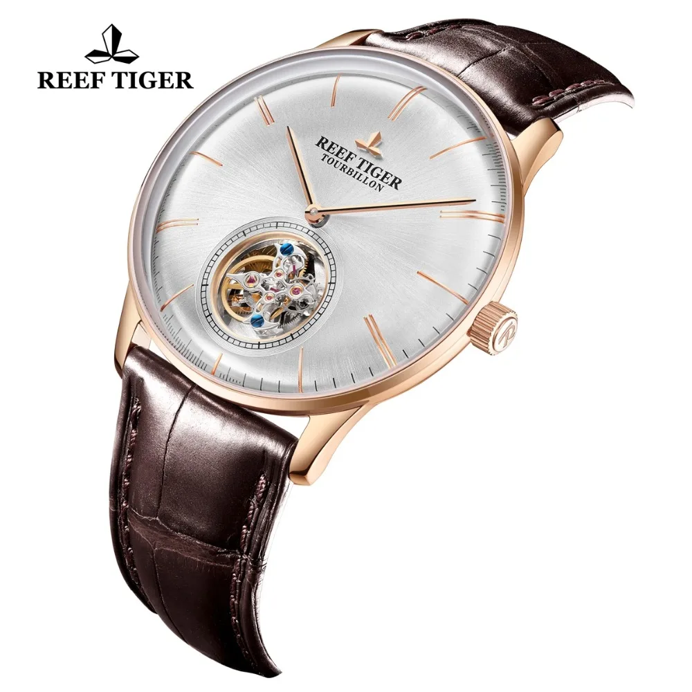 Reef Tiger Top Brand Luxury Men Menchaincal Tourbillon Watch 