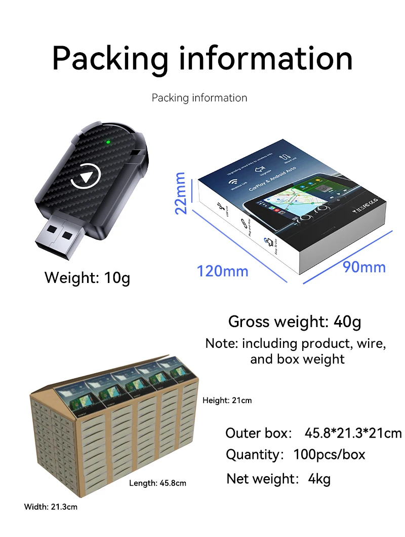 Factory Supply Wireless Carplay Android Auto 2 in 1 Multimedia Car Streaming Box Car Play Adapter USB Carplay Dongle